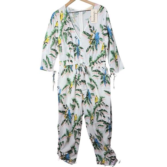 Choosy Tropical Print One Piece Jumpsuit Women’s Plus Size 16 NWT - Picture 1 of 11